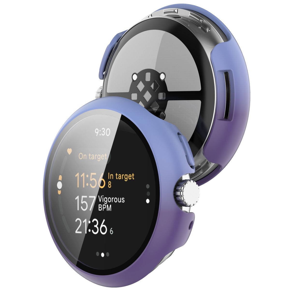 Etui ze szkłem do zegarka Bizon Case Watch Adamo do Google Pixel Watch 3 41mm, niebieskofioletowe